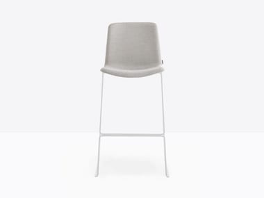 TWEET 899/2 - Upholstered stackable sled base stool by Pedrali