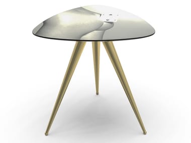 TWO OF SPADES - Triangular coffee table with MDF top and metal legs (Request Info)