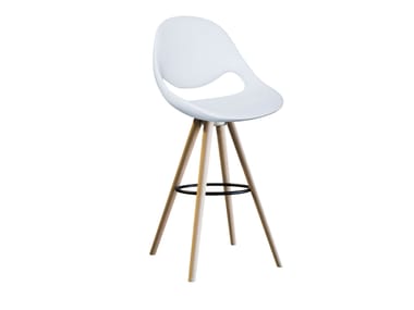 LITTLE MOON SOFT TOUCH - High polyurethane stool with footrest by Tonon