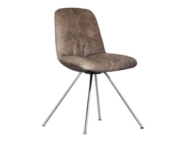 STEP SOFT UPHOLSTERED - Upholstered leather or fabric chair with metal legs by Tonon