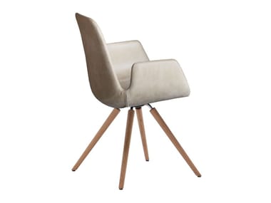 STEP UPHOLSTERED - Upholstered chair with wooden legs by Tonon