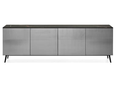 UNIVERSAL - Glass sideboard with doors by Calligaris