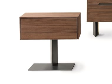 WAI - Walnut bedside table with drawers by Bonaldo