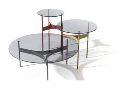 YUMI - Round crystal and steel coffee table by Moroso