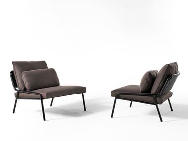 ZOE - Fabric and leather armchair by Meridiani