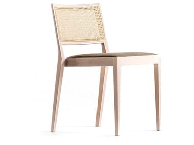 A CHAIR OUTSIDE THE CAGE - Beech chair with integrated cushion and cane backrest by DE PADOVA