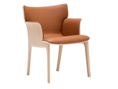 ADELA REX BU1412 - Oak chair with armrests by Andreu World