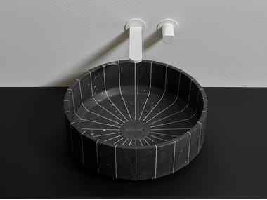 FONTE - Round single countertop Nero Marquina marble washbasin by Antonio Lupi Design