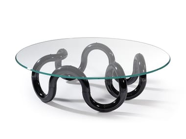 AENIGMA - Round glass coffee table by Reflex