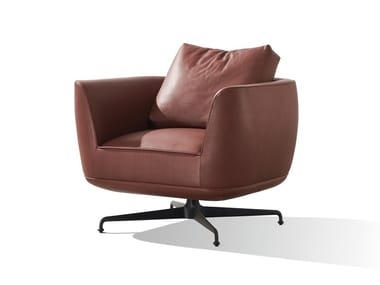 ANDES - Swivel leather armchair with armrests by Wittmann