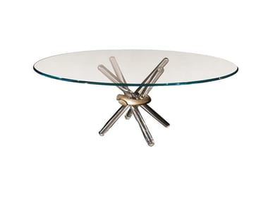 ARLEQUIN - Round glass dining table by Reflex