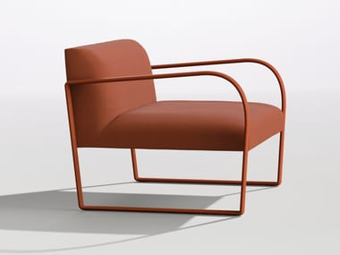 ARCOS - Fabric armchair with armrests by Arper