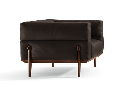 AGO - Leather armchair with armrests by Giorgetti