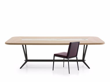 ASTRUM - Rectangular wooden living room table by Maxalto