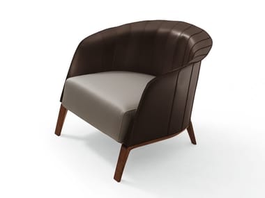 AURA - Leather armchair with armrests by Giorgetti