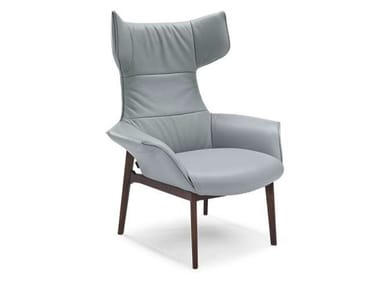 AURA - Wing leather armchair by Natuzzi Italia