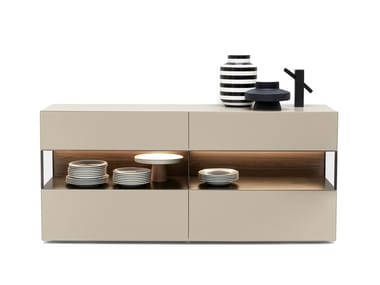 AVENUE - Wooden sideboard with flap doors with integrated lighting by Kristalia