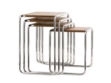 B 9 Thonet Pure Materials - Steel and wood side table by Thonet