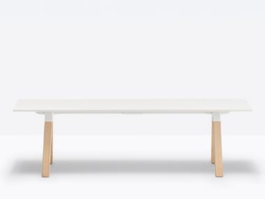 ARKI-BENCH ARKBW - Modular bench with solid laminate seat and oak legs by Pedrali