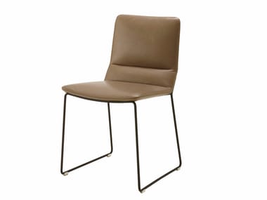 BENDCHAIR - Sled base upholstered leather chair with removable cover by Ligne Roset