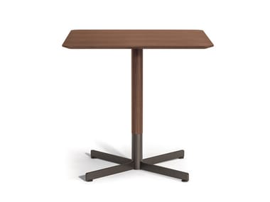 BOB BISTROT - Square walnut table with 4-star base by Poltrona Frau