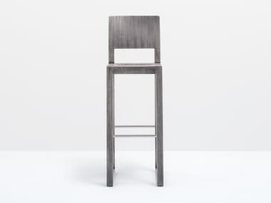 BRERA 386 - Oak stool with footrest by Pedrali