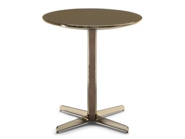 CAMPUS - Round wood veneer high side table by Natuzzi Italia