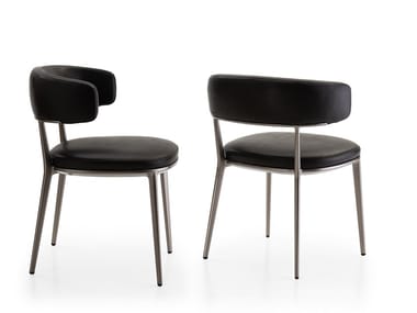 CARATOS - Upholstered leather chair with armrests by Maxalto