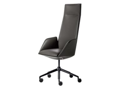 CERCLE - Leather executive chair with 5-spoke base with castors by Poltrona Frau