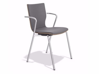 MANTA - Upholstered stackable fabric chair with armrests by Casala