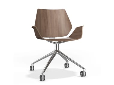 CENTURO VI - Swivel trestle-based chair with armrests by Casala