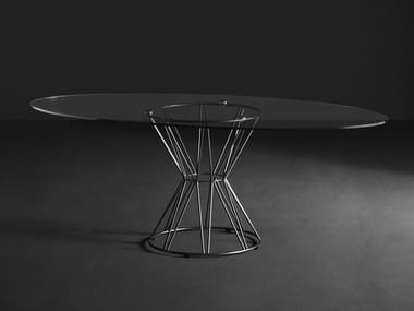 CIRCUS - Oval glass table and steel base by Colico