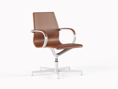 CLASSE 2 EM 204 - Leather office chair with armrests with 5-Spoke base by Frezza