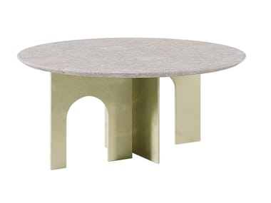 ARCHE - Low table in metal and ancient stone by Paolo Castelli