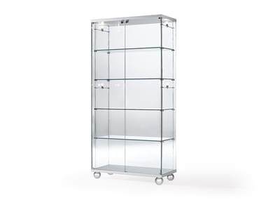 COMPOSITA - Open divider glass bookcase with casters by Reflex