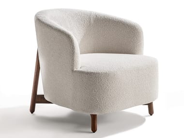 COPINE - Fabric armchair and canaletta walnut base by Porada