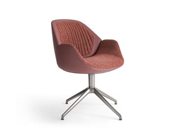 CALATHEA - Trestle-based leather and fabric easy chair by Giorgetti