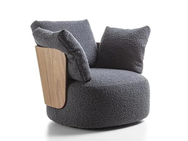 CALIN - Swivel armchair with removable cover by Porada