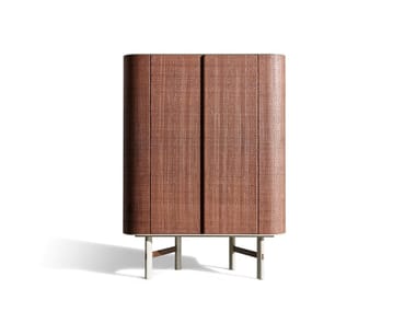 DAEN 85 - Wooden sideboard with fabric-covered hinged doors by Gervasoni