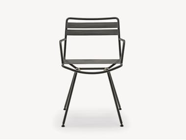 DAN Outdoor 2074 - Steel garden chair with armrests by Zanotta