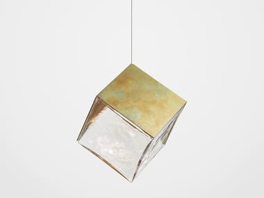 DE CASTELLI X PYRITE - Blown glass and brass pendant lamp by bomma