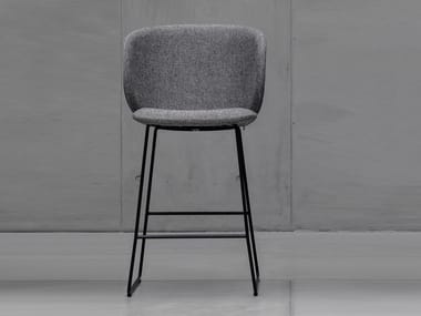 DUA - High sled base fabric stool with back by Kristalia