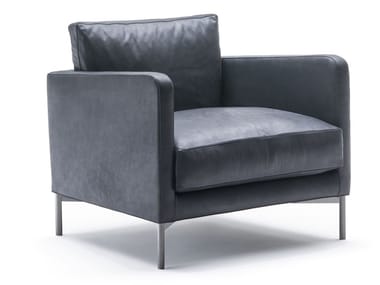 DUMAS - Leather armchair with removable cover by Living Divani