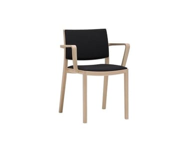 DUOS SO2753 - Upholstered wooden chair with armrests by Andreu World