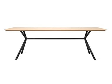 ELIAS - Rectangular oak dining table and steel base by Vincent Sheppard