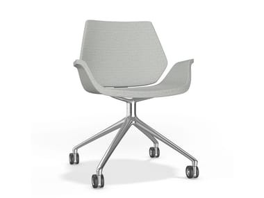 CENTURO VI - Swivel trestle-based fabric chair with castors by Casala