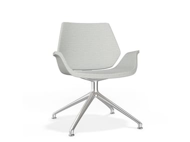 CENTURO IV LOUNGE - Swivel upholstered trestle-based fabric chair by Casala