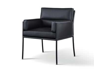 FAME - Leather easy chair with armrests by Wittmann