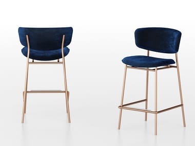 FIFTIES - Velvet stool with footrest by Calligaris