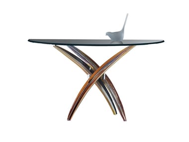 FILI D'ERBA - Demilune glass console table by Reflex